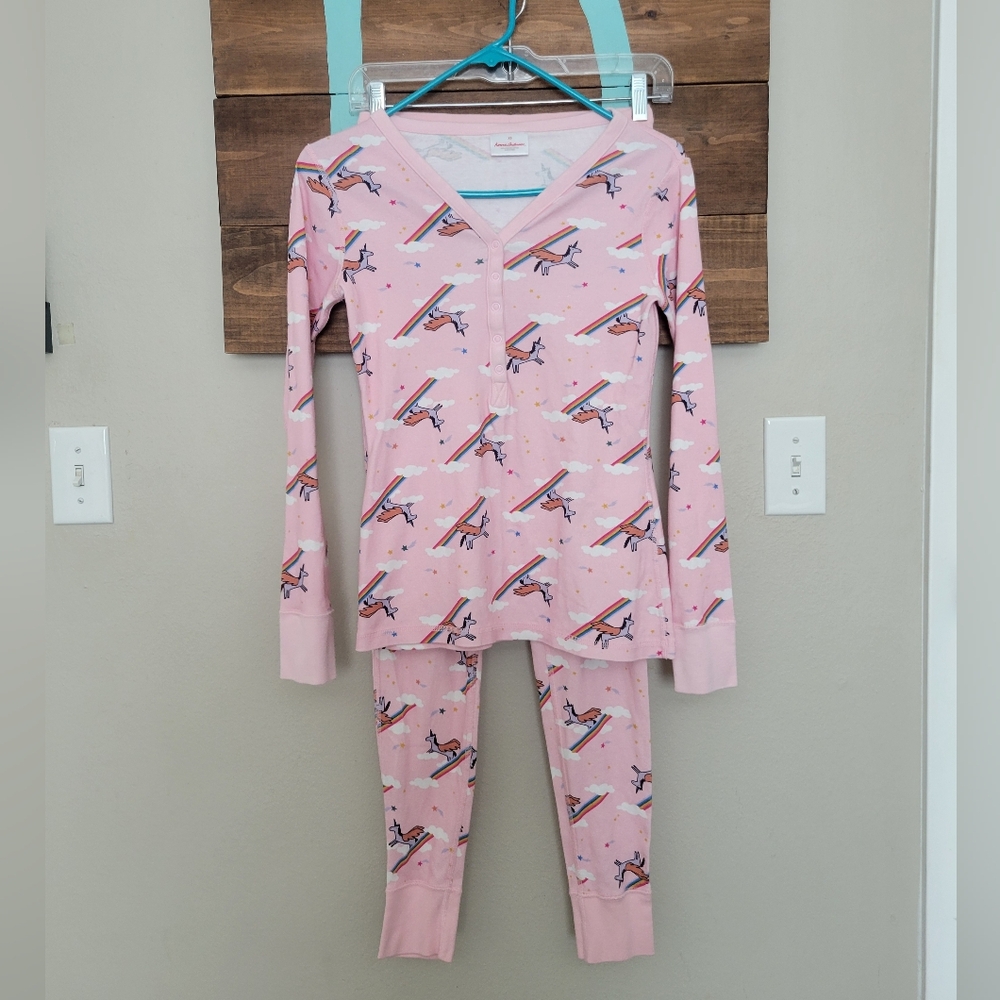 Hanna Andersson Pink Unicorn Sustanable Organic Cotton Pajama Set Xs